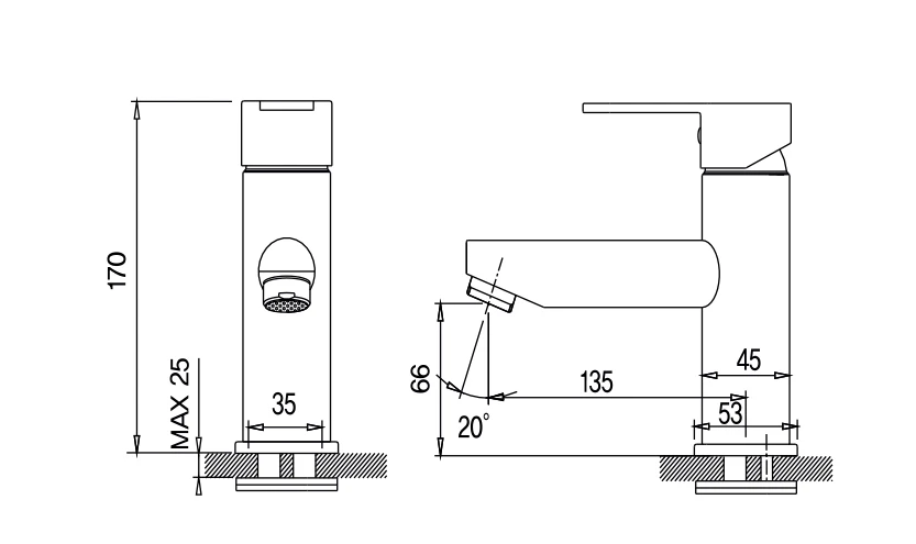 Vòi lavabo nóng lạnh AM1001
