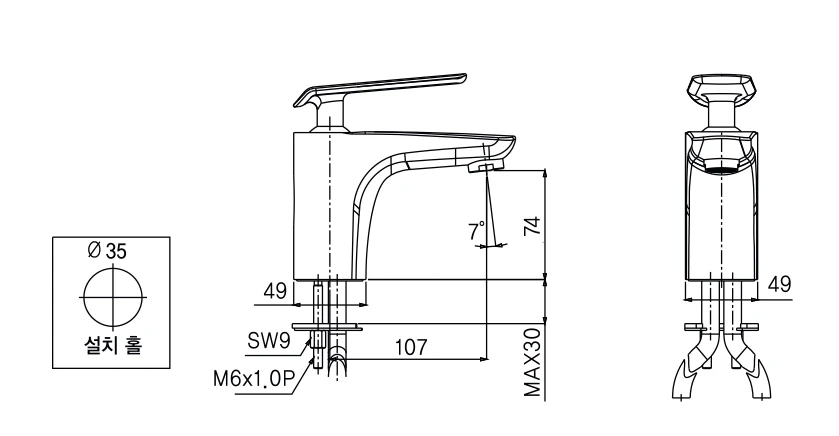 Vòi lavabo nóng lạnh 1 lỗ AM1001N
