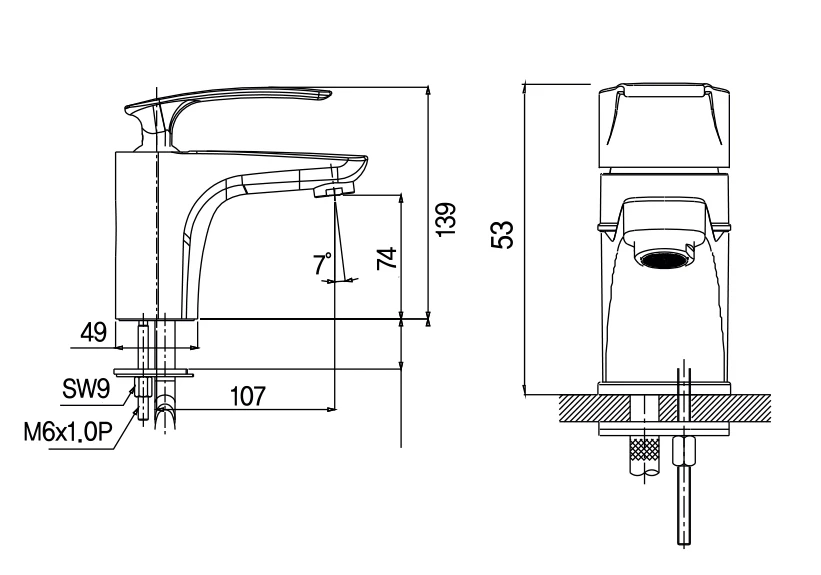 Vòi lavabo nóng lạnh AM8001