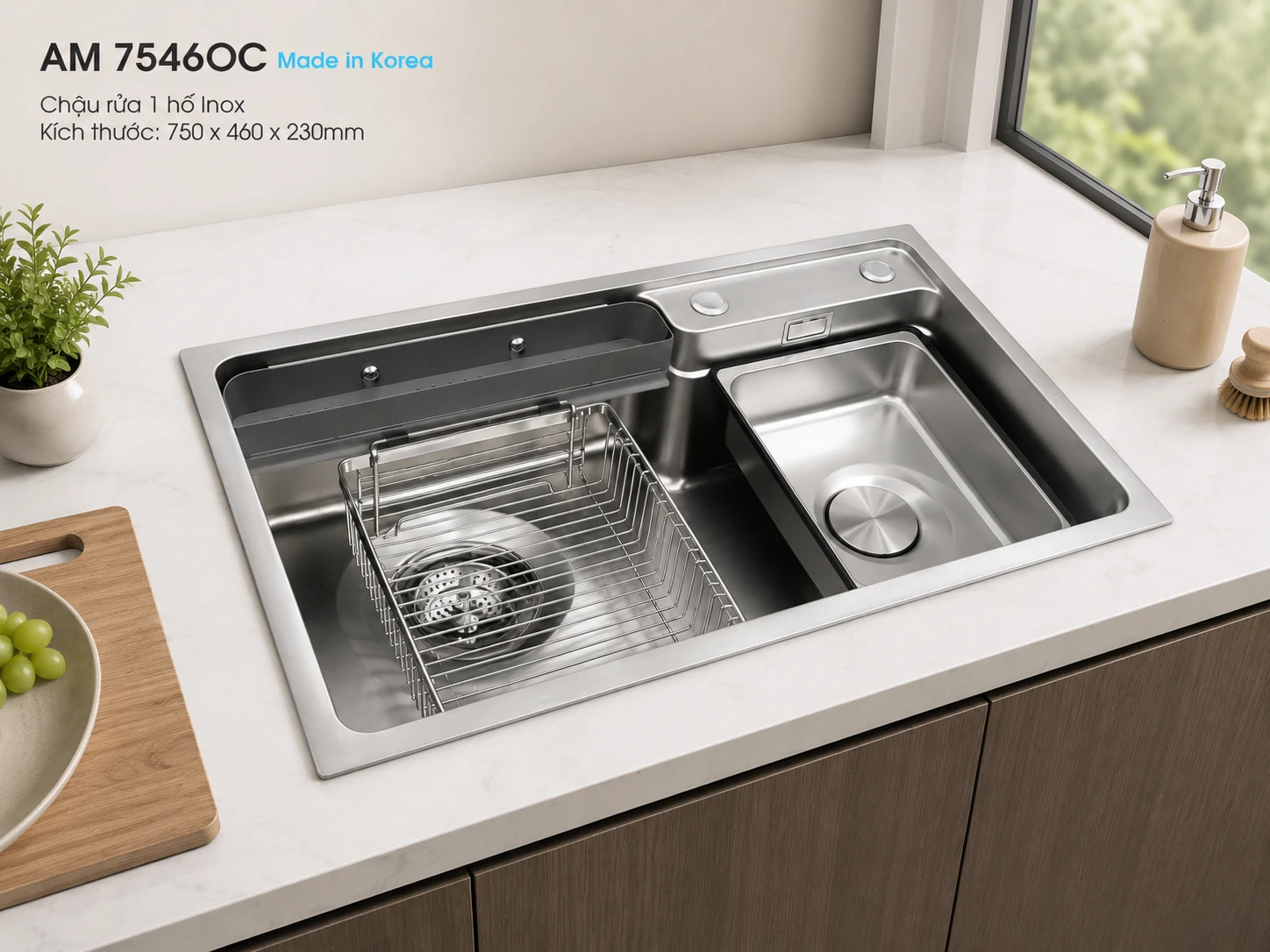 Chậu rửa 1 hố Inox AM 7546OC