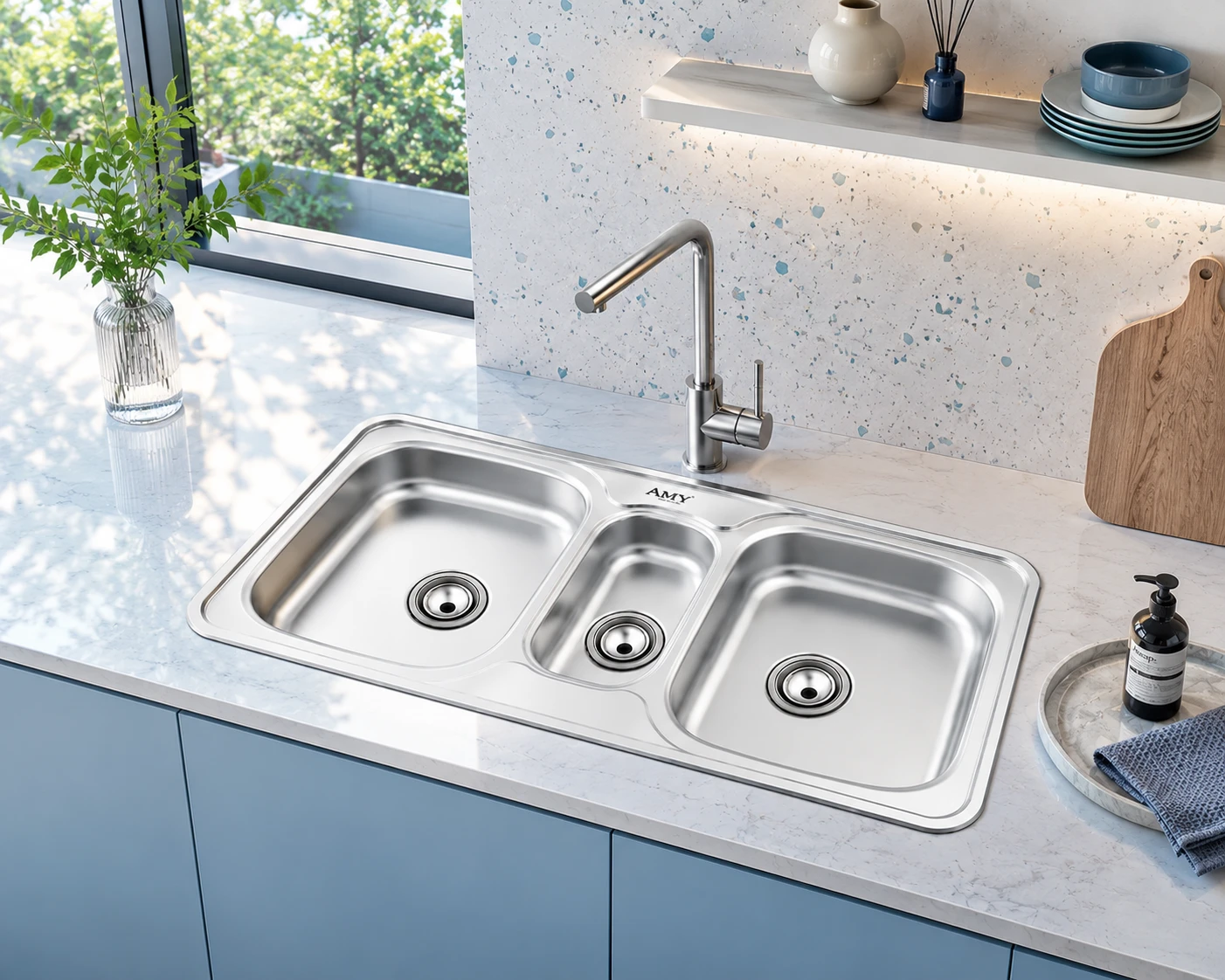 Chậu rửa 3 hố dương vành AM 106D