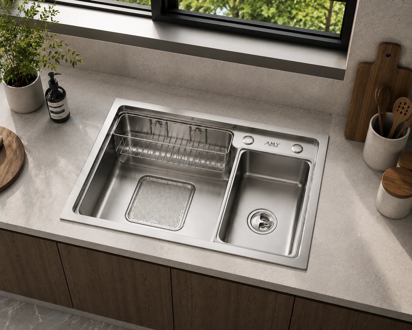 Chậu rửa 1 hố đại dương vành AM 7546