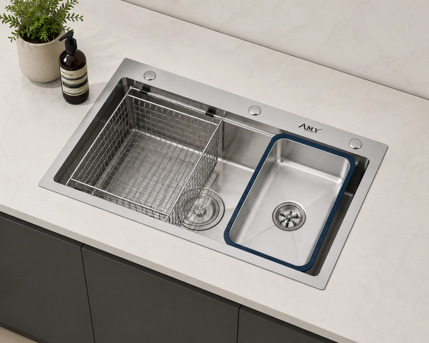 Chậu rửa 1 hố Inox AM 8245